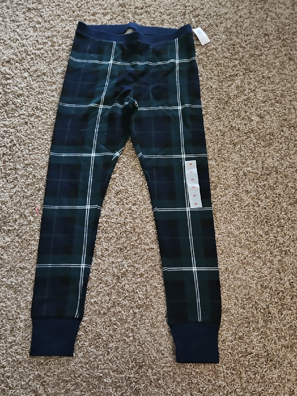 Old Navy Navy & Dark Green Thermal Plaid Leggings